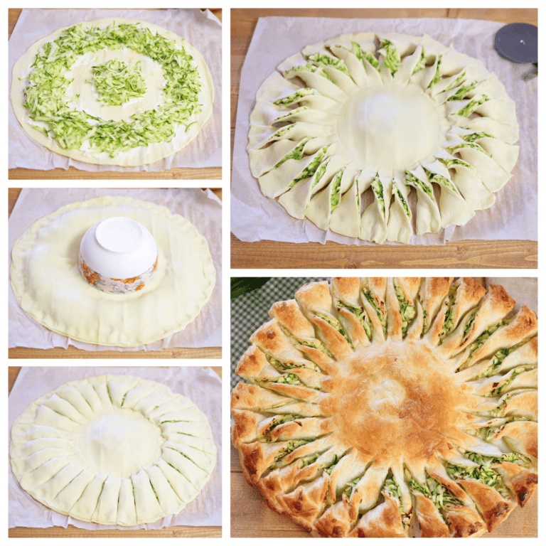 Girasole di pasta sfoglia con zucchine