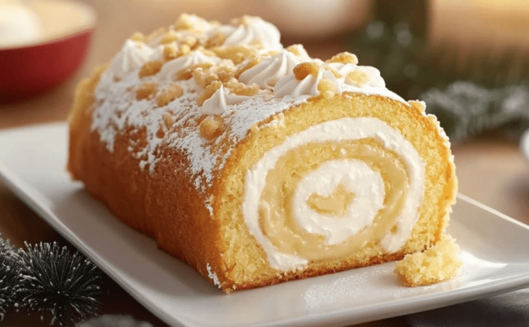 Torta arrotolata ripiena di crema pasticcera