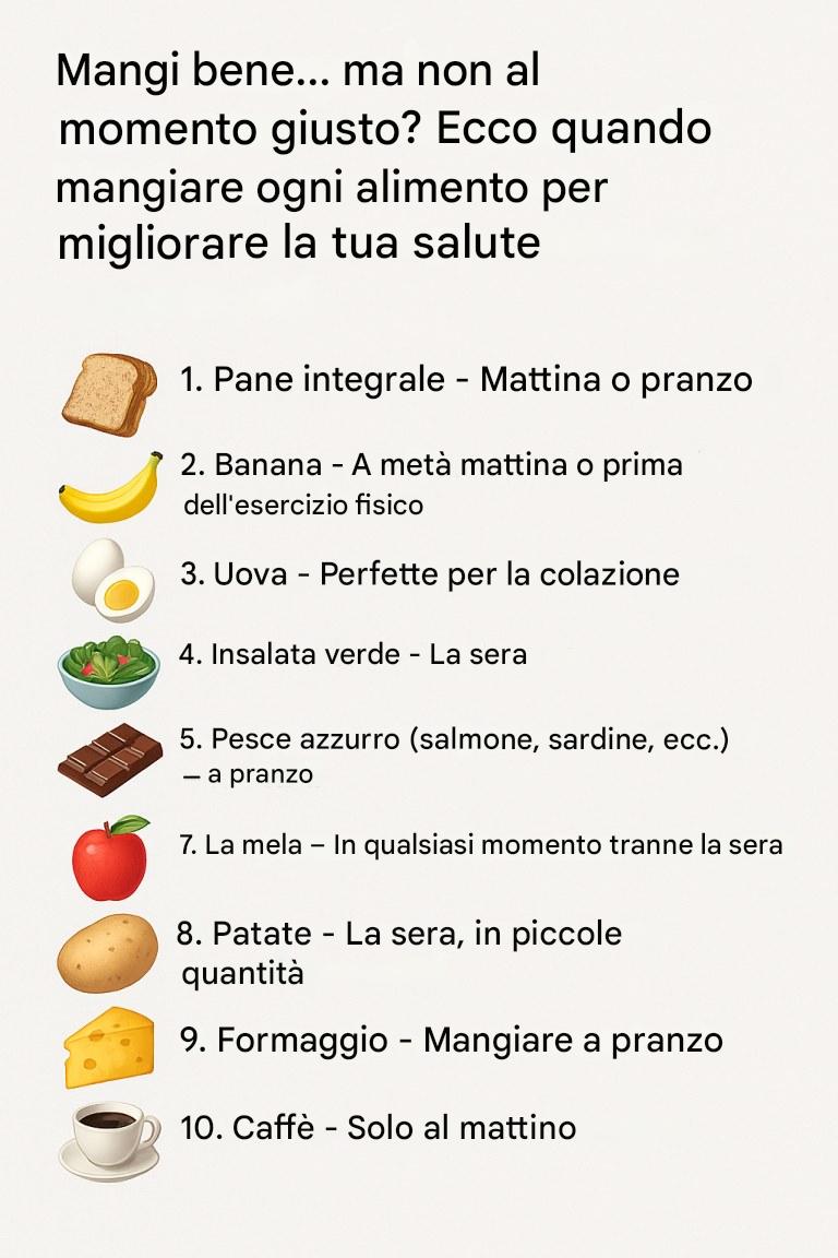 Mangi bene… ma non al momento giusto? Ecco quando mangiare ogni alimento per migliorare la tua salute
