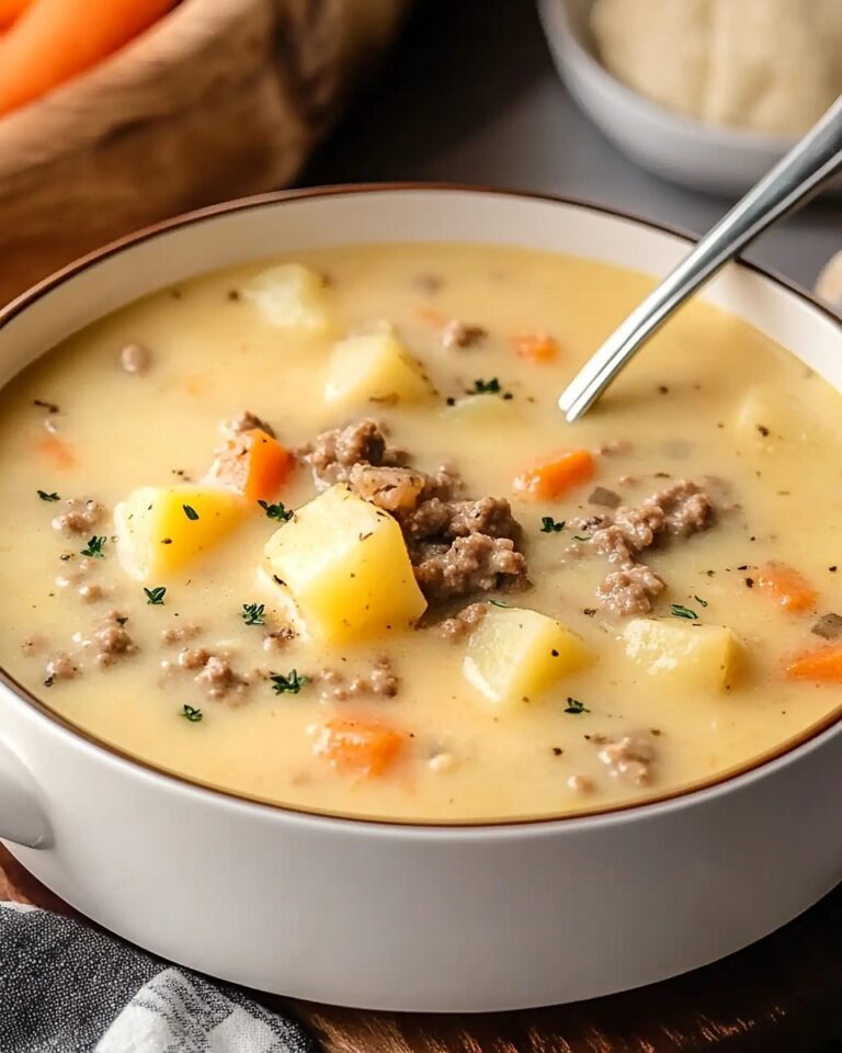 Zuppa cremosa di patate e hamburger