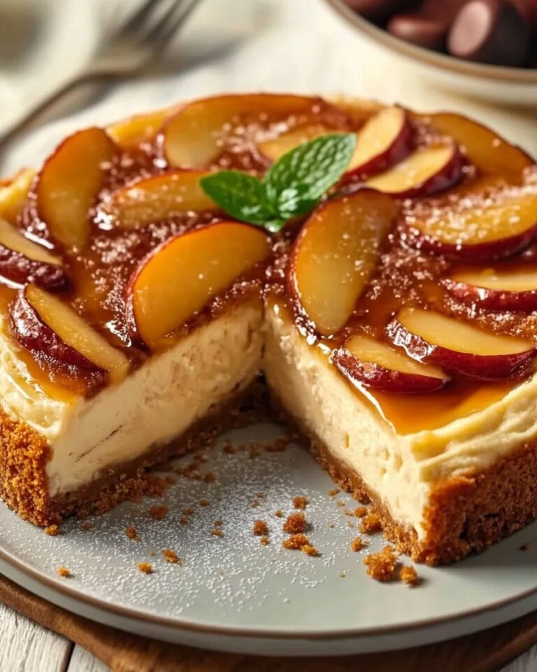Cheesecake alla vaniglia con mele caramellate e tocco di cannella